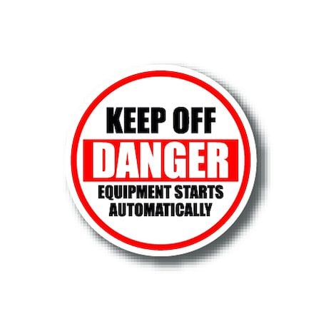 Ergomat 16in CIRCLE SIGNS - Keep Off Danger Equipment Starts Automatically DSV-SIGN 256 #1968 -UEN